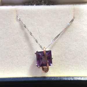 Amethyst and sterling pendant on sterling chain
